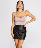 Sultry Slinky Cowl Neck Bodysuit for 2022 festival outfits, festival dress, outfits for raves, concert outfits, and/or club outfits