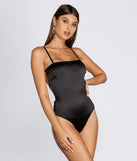 Strappy Stretch Satin Bodysuit