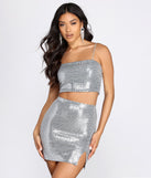 You’ll look stunning in the Sequin Star Cami Crop Top when paired with its matching separate to create a glam clothing set perfect for a New Year’s Eve Party Outfit or Holiday Outfit for any event!