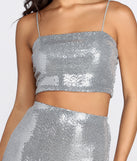 Sequin Star Cami Crop Top