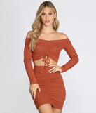 You’ll look stunning in the Center Of Attention Off-Shoulder Crop Top when paired with its matching separate to create a glam clothing set perfect for a New Year’s Eve Party Outfit or Holiday Outfit for any event!