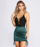 With fun and flirty details, Ruched Lattice Mesh Bodysuit shows off your unique style for a trendy outfit for the summer season!