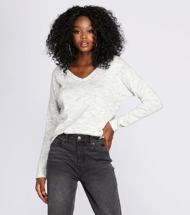 With fun and flirty details, Brushed Knit V-Neck Top shows off your unique style for a trendy outfit for the summer season!