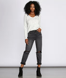 With fun and flirty details, Brushed Knit V-Neck Top shows off your unique style for a trendy outfit for the summer season!