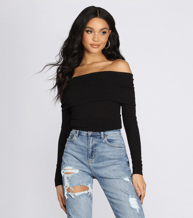 Ribbed Knit Off The Shoulder Top