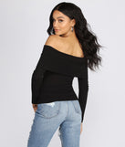 Ribbed Knit Off The Shoulder Top