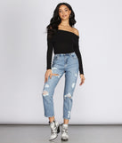 Ribbed Knit Off The Shoulder Top