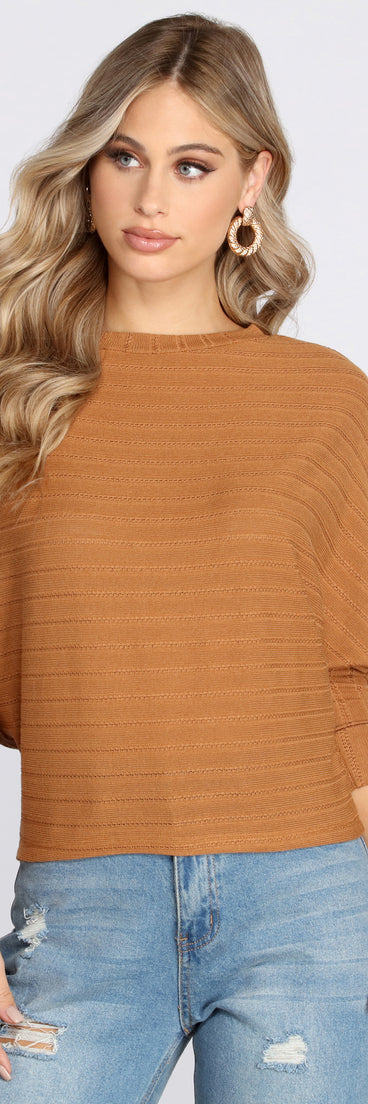 Ribbed Knit Dolman Sleeve Top