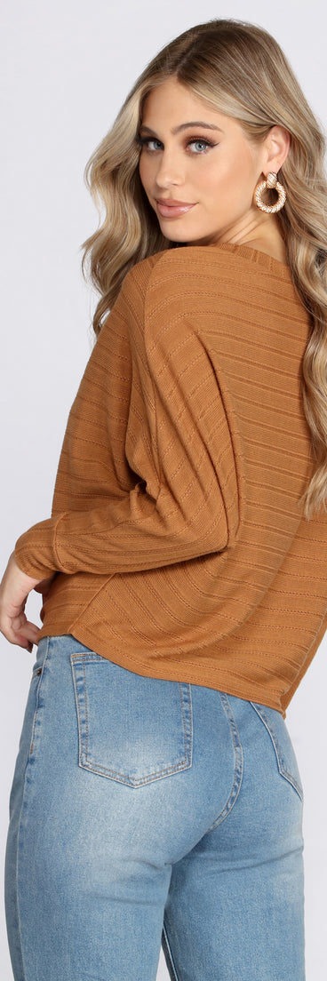 Ribbed Knit Dolman Sleeve Top