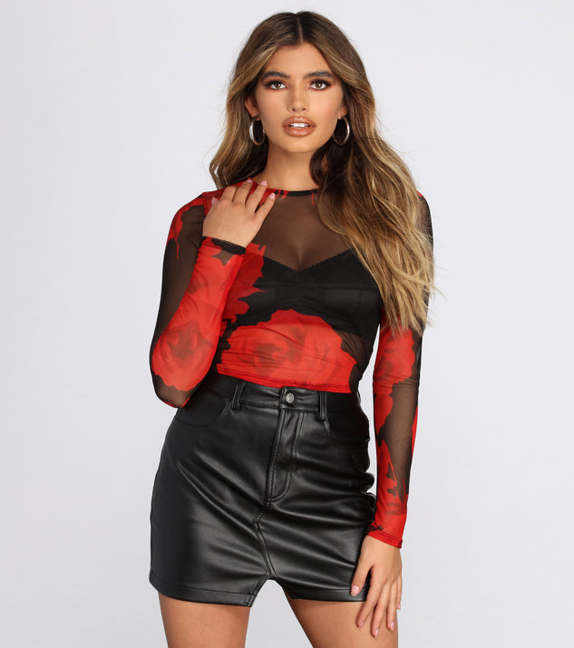 Bring The Drama Floral Mesh Top for 2022 festival outfits, festival dress, outfits for raves, concert outfits, and/or club outfits