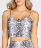 With fun and flirty details, Sequin Snake Print Crop Top shows off your unique style for a trendy outfit for the summer season!