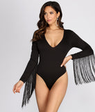 With fun and flirty details, Stevie Fringe Long Sleeve Bodysuit shows off your unique style for a trendy outfit for the summer season!