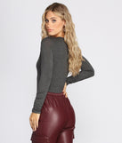 With fun and flirty details, Long Sleeve Knit Bodysuit shows off your unique style for a trendy outfit for the summer season!