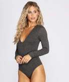 With fun and flirty details, Long Sleeve Knit Bodysuit shows off your unique style for a trendy outfit for the summer season!