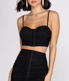 You’ll look stunning in the Sultry Stunner Cropped Bustier when paired with its matching separate to create a glam clothing set perfect for parties, date nights, concert outfits, back-to-school attire, or for any summer event!