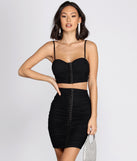 You’ll look stunning in the Sultry Stunner Cropped Bustier when paired with its matching separate to create a glam clothing set perfect for parties, date nights, concert outfits, back-to-school attire, or for any summer event!