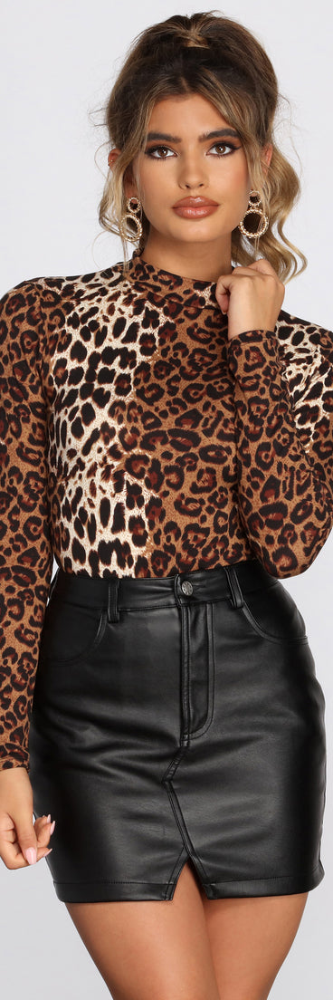 Feline Fine Mock Neck Bodysuit