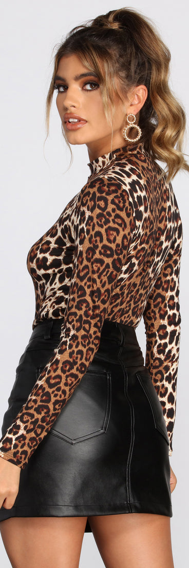 Feline Fine Mock Neck Bodysuit