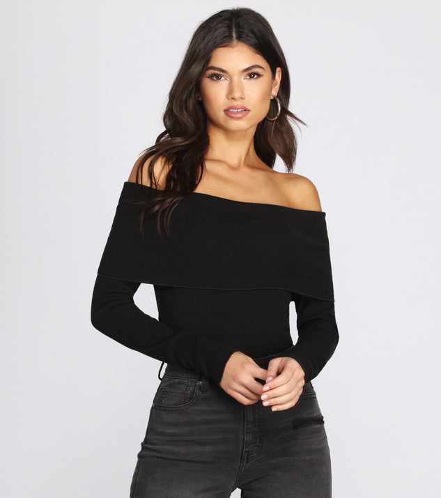 Off The Shoulder Fitted Knit Bodysuit