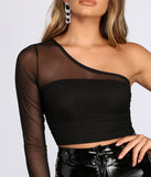 One Shoulder Mesh Crop Top for 2022 festival outfits, festival dress, outfits for raves, concert outfits, and/or club outfits