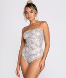 With fun and flirty details, Sent From Above Snake Print Bodysuit shows off your unique style for a trendy outfit for the summer season!