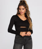 With fun and flirty details, Cut Out Knit Crop Top shows off your unique style for a trendy outfit for the summer season!