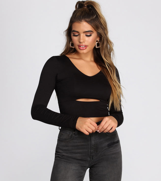 With fun and flirty details, Cut Out Knit Crop Top shows off your unique style for a trendy outfit for the summer season!