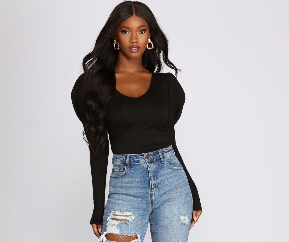 Owning Knit Puff Sleeve Top