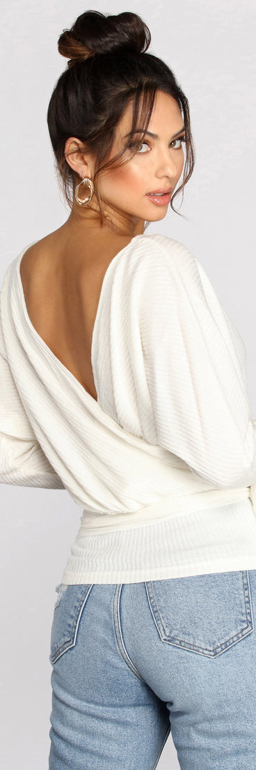 Wrapped In Knit Surplice Top