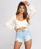 With fun and flirty details, Tied Up Cropped Knit Top shows off your unique style for a trendy outfit for the summer season!