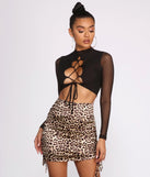 Dress up in Lace Up In Mesh Crop Top as your going-out dress for holiday parties, an outfit for NYE, party dress for a girls’ night out, or a going-out outfit for any seasonal event!