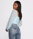 With fun and flirty details, Float On Balloon Sleeve Mesh Crop Top shows off your unique style for a trendy outfit for the summer season!