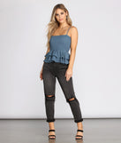 With fun and flirty details, Smocked Over You Ruffled Top shows off your unique style for a trendy outfit for the summer season!