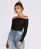 With fun and flirty details, Off The Shoulder Ribbed Knit Top shows off your unique style for a trendy outfit for the summer season!