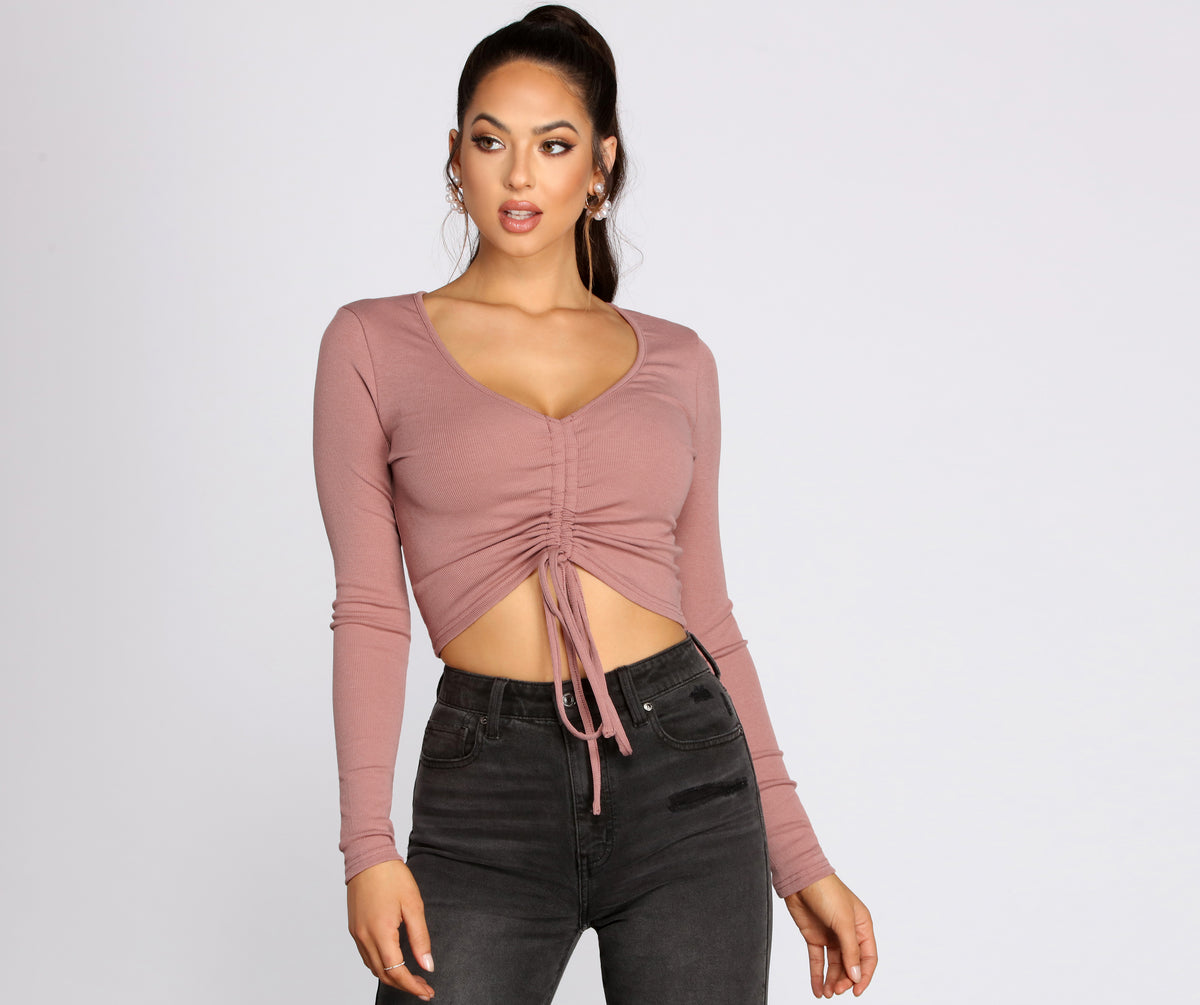 Drawstring Front Top Drawstring Front Crop Top & Windsor