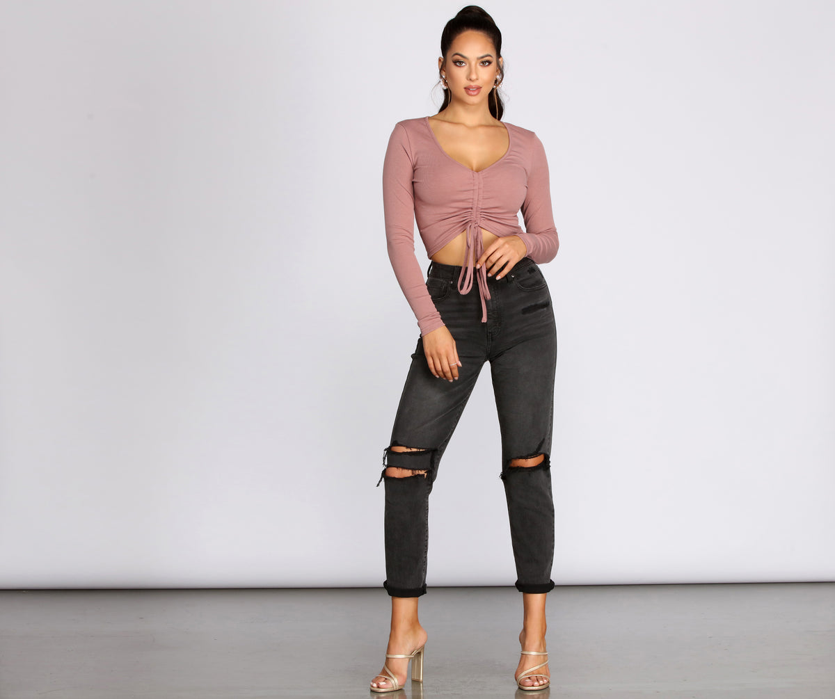 Drawstring Front Top Drawstring Front Crop Top & Windsor