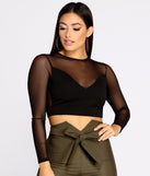 Dress up in Catch Me Cropped Mesh Top as your going-out dress for holiday parties, an outfit for NYE, party dress for a girls’ night out, or a going-out outfit for any seasonal event!