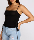 With fun and flirty details, Drawstring Hem Casual Cami shows off your unique style for a trendy outfit for the summer season!