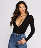 Dress up in Plunge V Neck Bodysuit as your going-out dress for holiday parties, an outfit for NYE, party dress for a girls’ night out, or a going-out outfit for any seasonal event!