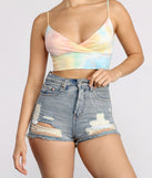 Dream On Tie Dye Crop Top is a trendy pick to create 2023 festival outfits, festival dresses, outfits for concerts or raves, and complete your best party outfits!