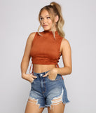 With fun and flirty details, Step Up Lace Up Faux Suede Crop Top shows off your unique style for a trendy outfit for the summer season!