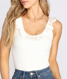 With fun and flirty details, Ruffle It Out Ribbed Knit Top shows off your unique style for a trendy outfit for the summer season!