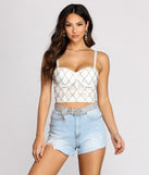 With fun and flirty details, Criss Cross My Heart Rhinestone Bustier shows off your unique style for a trendy outfit for the summer season!