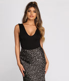 With fun and flirty details, Basic Scoop Neck Knit Bodysuit shows off your unique style for a trendy outfit for the summer season!