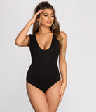 With fun and flirty details, Basic Scoop Neck Knit Bodysuit shows off your unique style for a trendy outfit for the summer season!