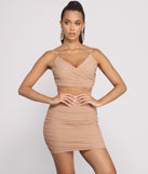 Dress up in She's Got It Ruched Crop Top as your going-out dress for holiday parties, an outfit for NYE, party dress for a girls’ night out, or a going-out outfit for any seasonal event!
