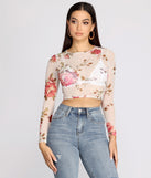 With fun and flirty details, Sweet Floral Mesh Crop Top shows off your unique style for a trendy outfit for the summer season!