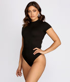 With fun and flirty details, Mock Neck Cap Sleeve Bodysuit shows off your unique style for a trendy outfit for the summer season!