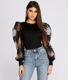 Dress up in A Chic Moment Sheer Floral Sleeve Top as your going-out dress for holiday parties, an outfit for NYE, party dress for a girls’ night out, or a going-out outfit for any seasonal event!