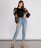With fun and flirty details, A Chic Moment Sheer Floral Sleeve Top shows off your unique style for a trendy outfit for the summer season!